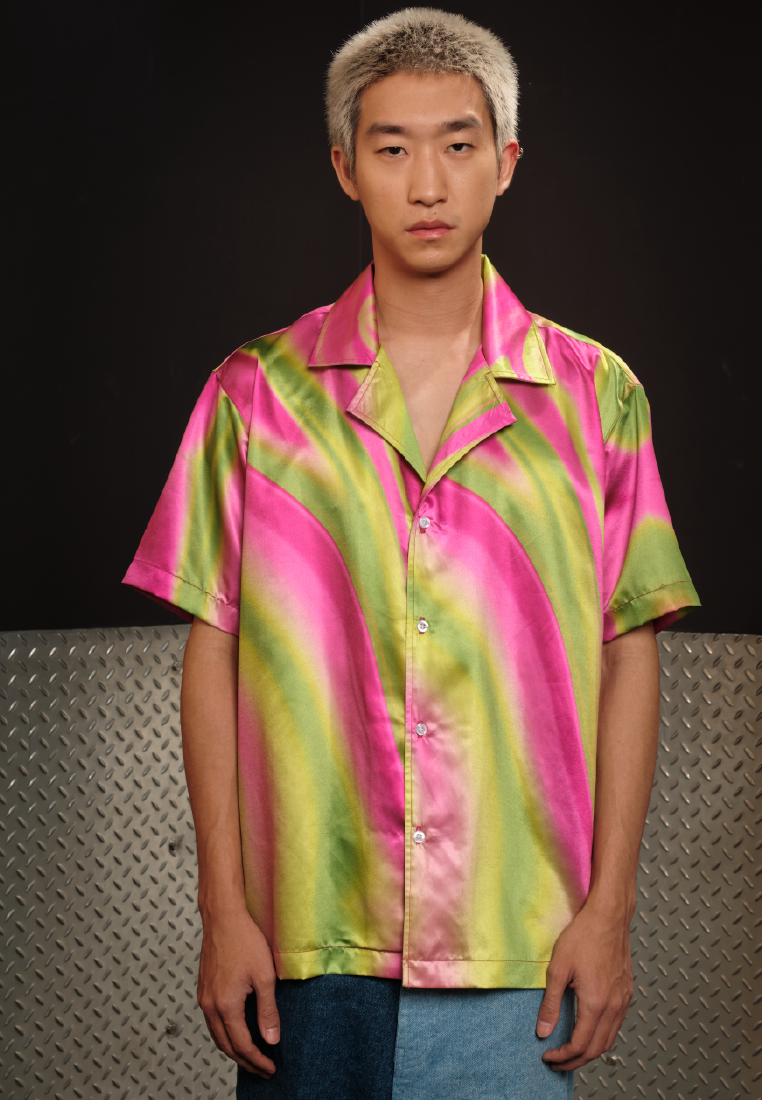 OCWA X POLKA PSYCHEDELIC PINK NEON GREEN SHORT SLEEVE SHIRT