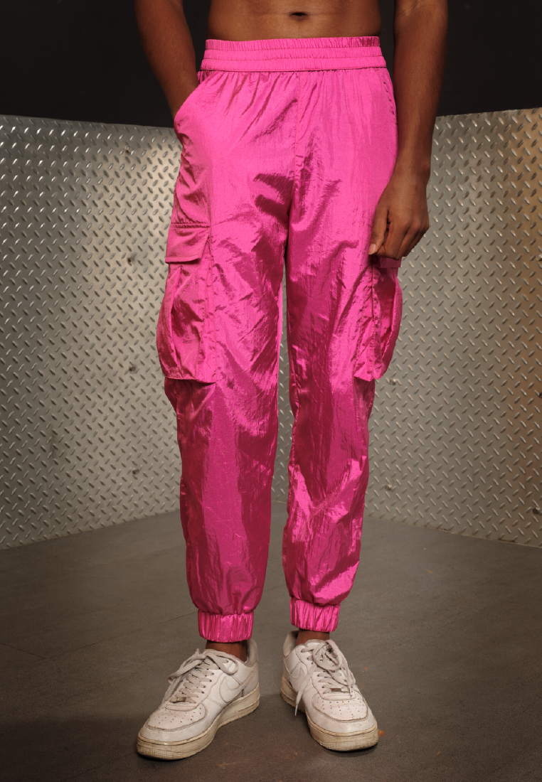 OCWA X POLKA 2000S SHINY JOGGER PANTS PINK FUCHSIA