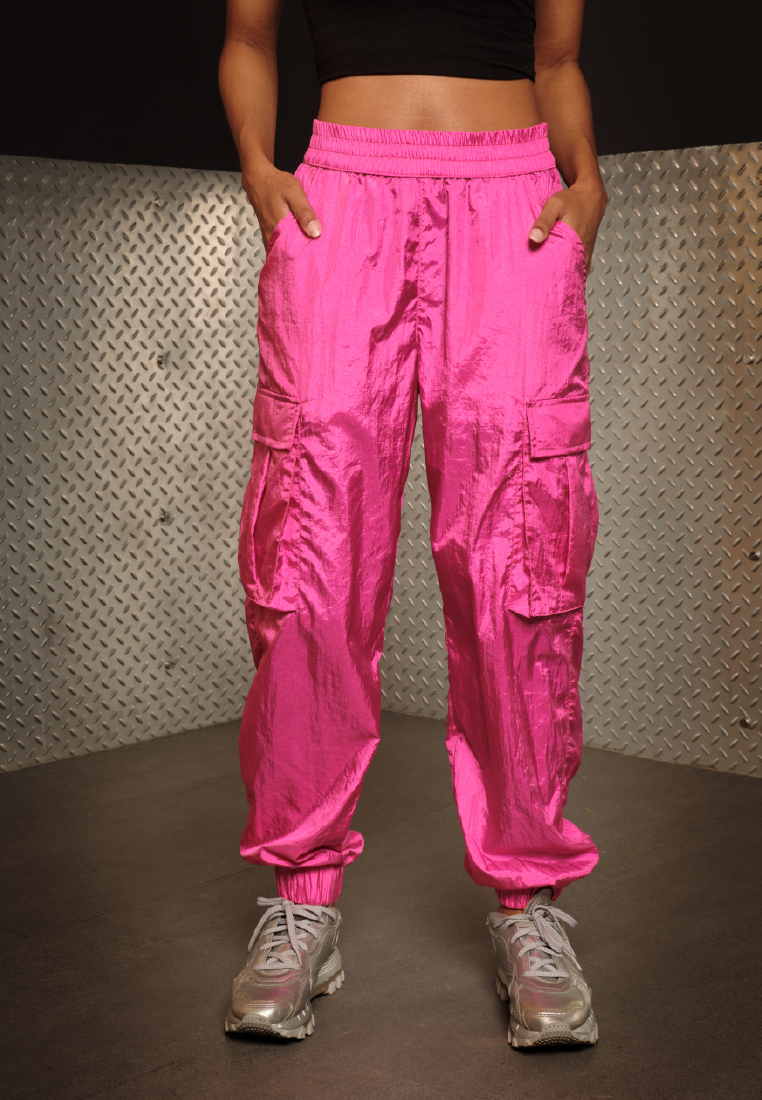 OCWA X POLKA 2000S SHINY JOGGER PANTS PINK FUCHSIA