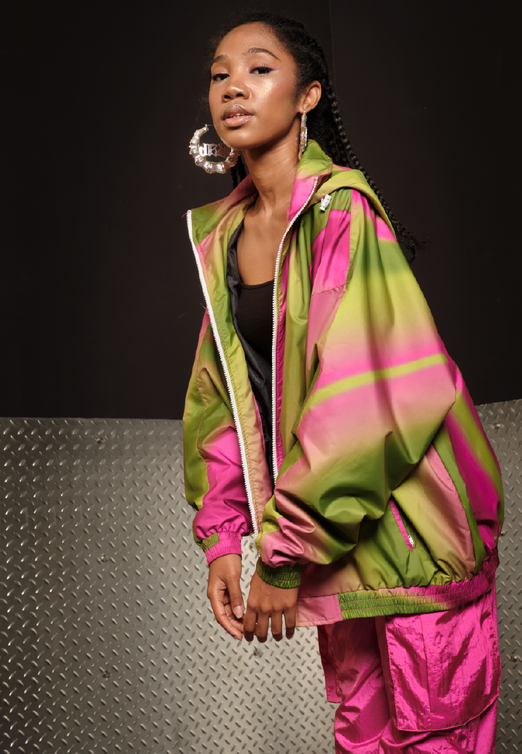 OCWA X POLKA 80'S INSPIRED RUNNING PINK NEON GREEN JACKET