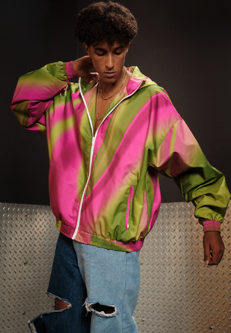 OCWA X POLKA 80'S INSPIRED RUNNING PINK NEON GREEN JACKET