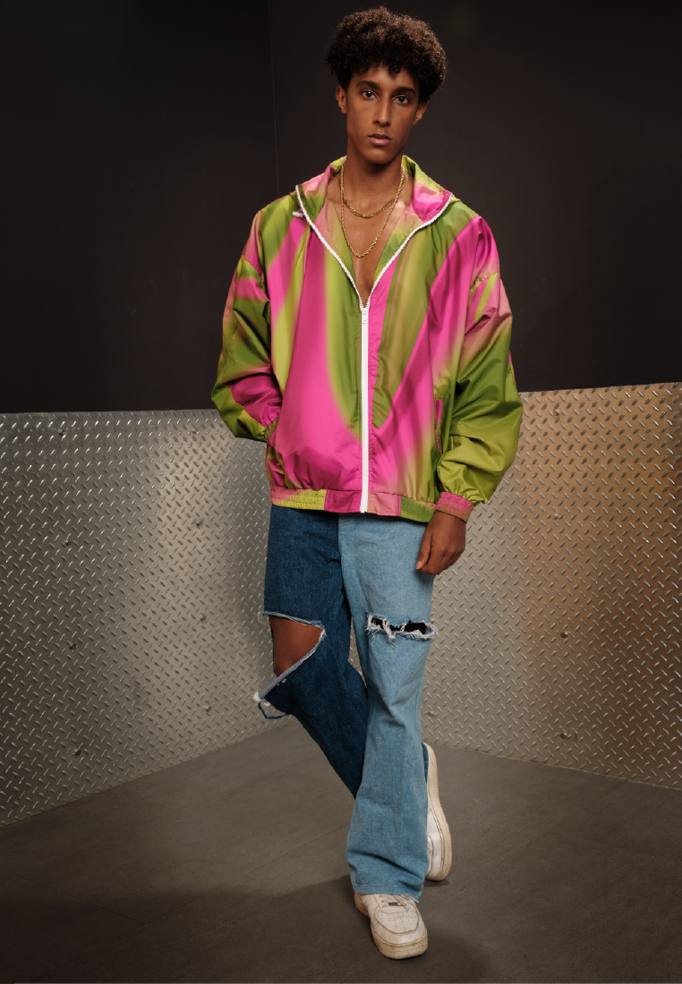 OCWA X POLKA 80'S INSPIRED RUNNING PINK NEON GREEN JACKET