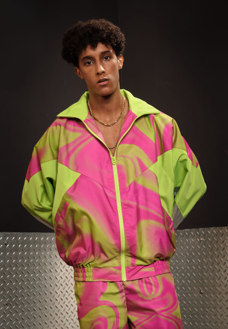 OCWA X POLKA 80'S INSPIRED WHIMSICAL NEON PINK SILVER JACKET