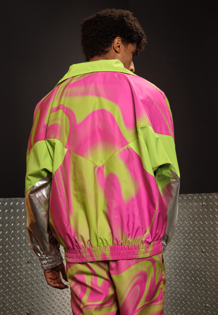 OCWA X POLKA 80'S INSPIRED WHIMSICAL NEON PINK SILVER JACKET