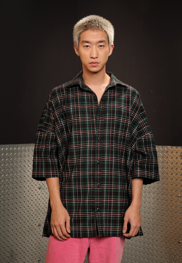 OCWA X POLKA Y2K OVERSIZED TARTAN PLAID SHIRT