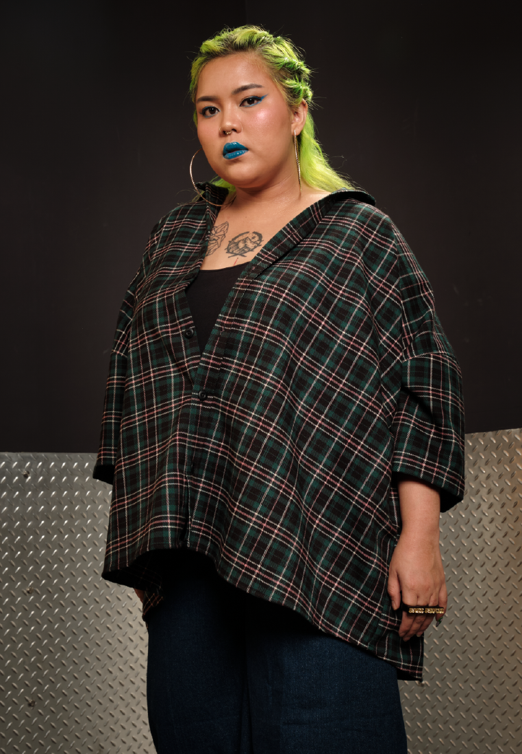 OCWA X POLKA Y2K OVERSIZED TARTAN PLAID SHIRT