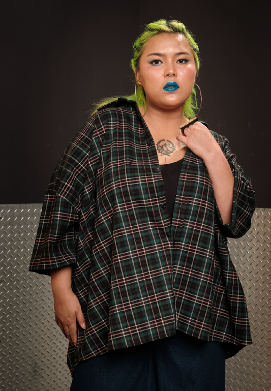 OCWA X POLKA Y2K OVERSIZED TARTAN PLAID SHIRT