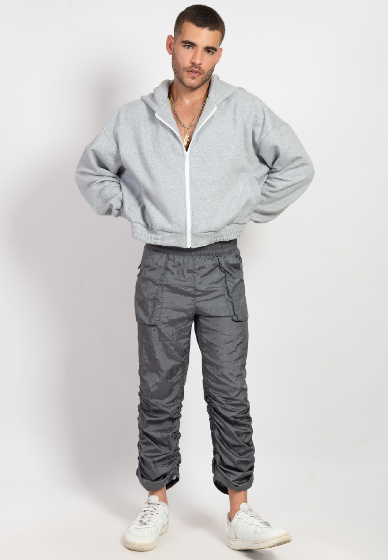 OCWA PALO MISTY GREY OVERSIZED ZIPPER HOODIE MEN