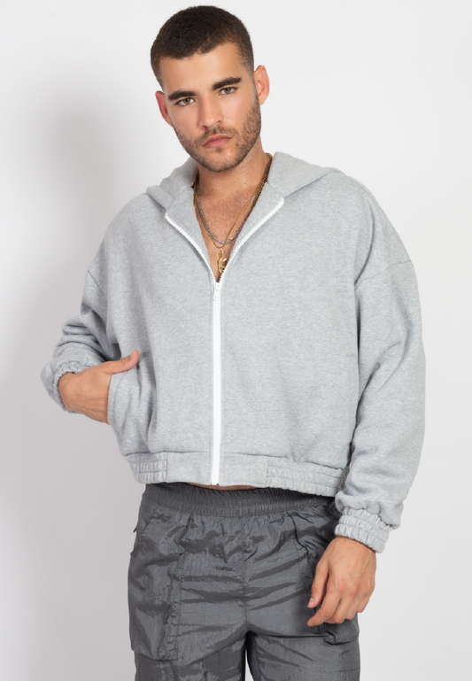 OCWA PALO MISTY GREY OVERSIZED ZIPPER HOODIE MEN