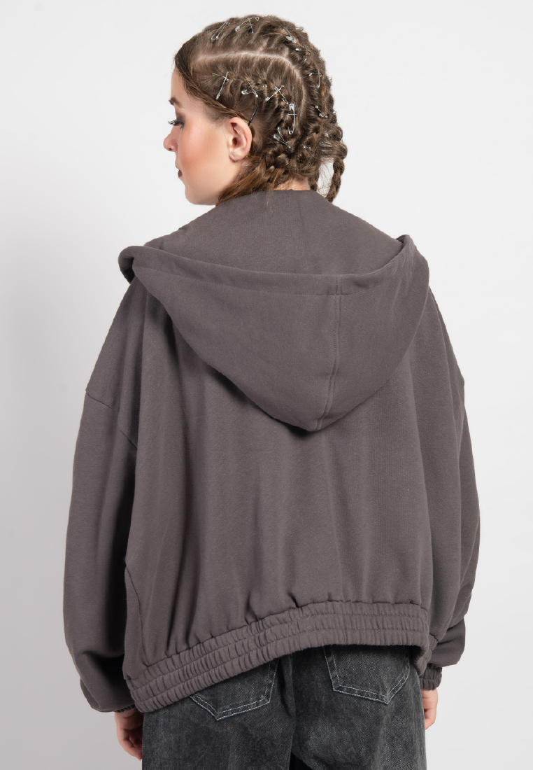 OCWA PALO ASH GREY OVERSIZED ZIPPER HOODIE