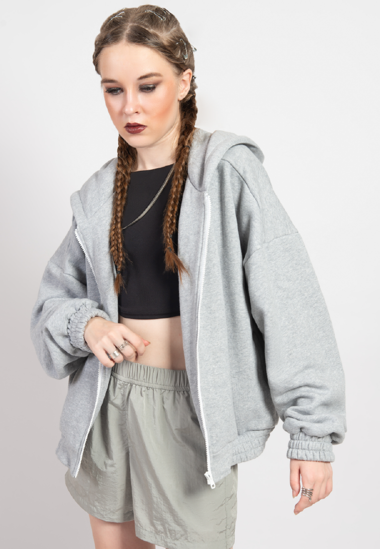 OCWA PALO MISTY GREY OVERSIZED ZIPPER HOODIE