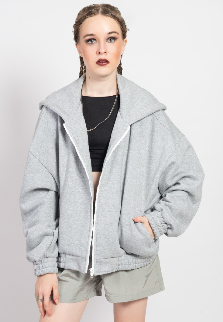 OCWA PALO MISTY GREY OVERSIZED ZIPPER HOODIE