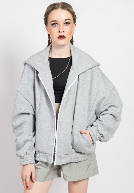 OCWA PALO MISTY GREY OVERSIZED ZIPPER HOODIE