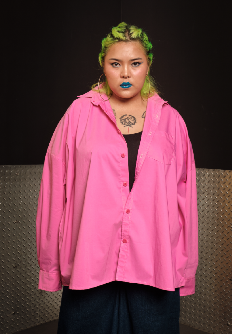 OCWA X POLKA LOLA WASHED PINK OVERSIZED SHIRT