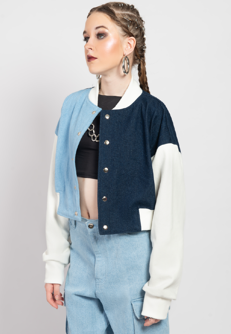 OCWA POLACK VARSITY MULTI BLUE DENIM JACKET