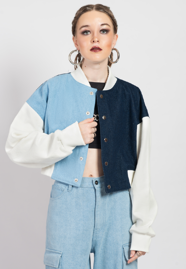 OCWA POLACK VARSITY MULTI BLUE DENIM JACKET