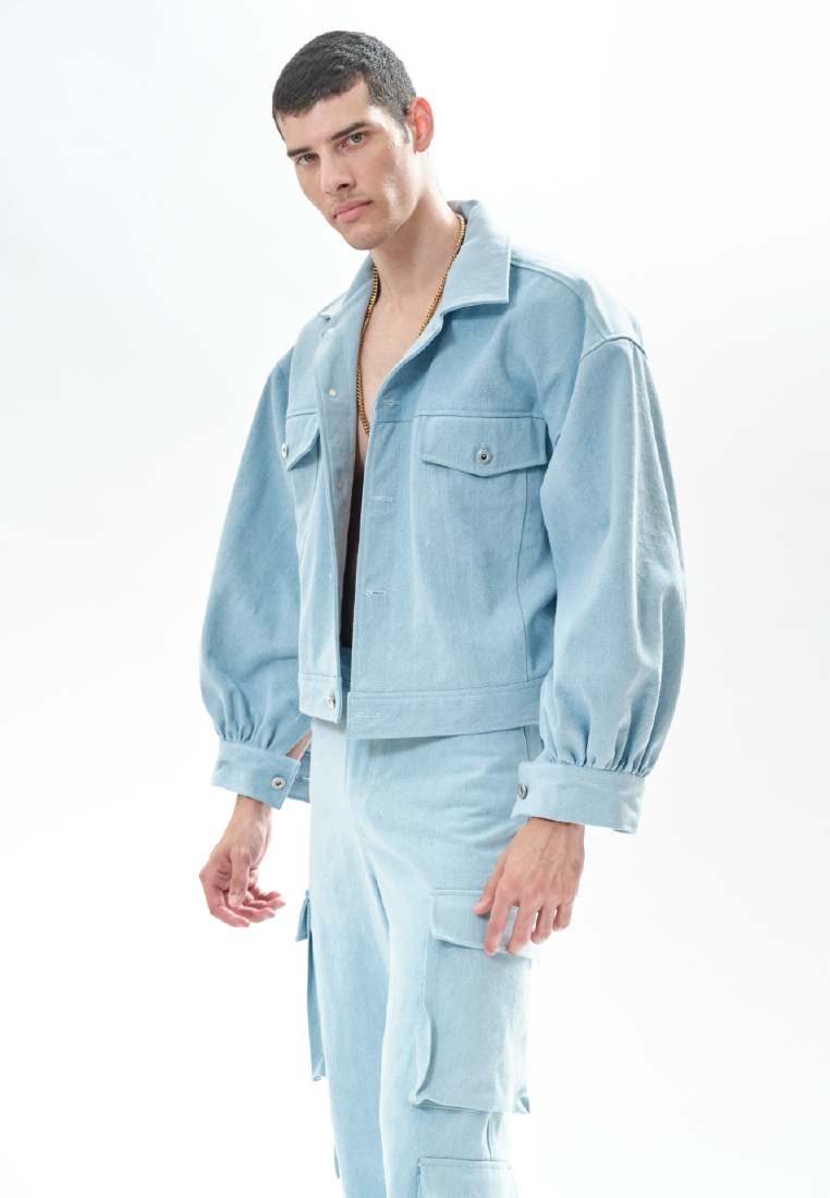 OCWA POPE LIGHT BLUE OVERSIZED PUFF DENIM JACKET