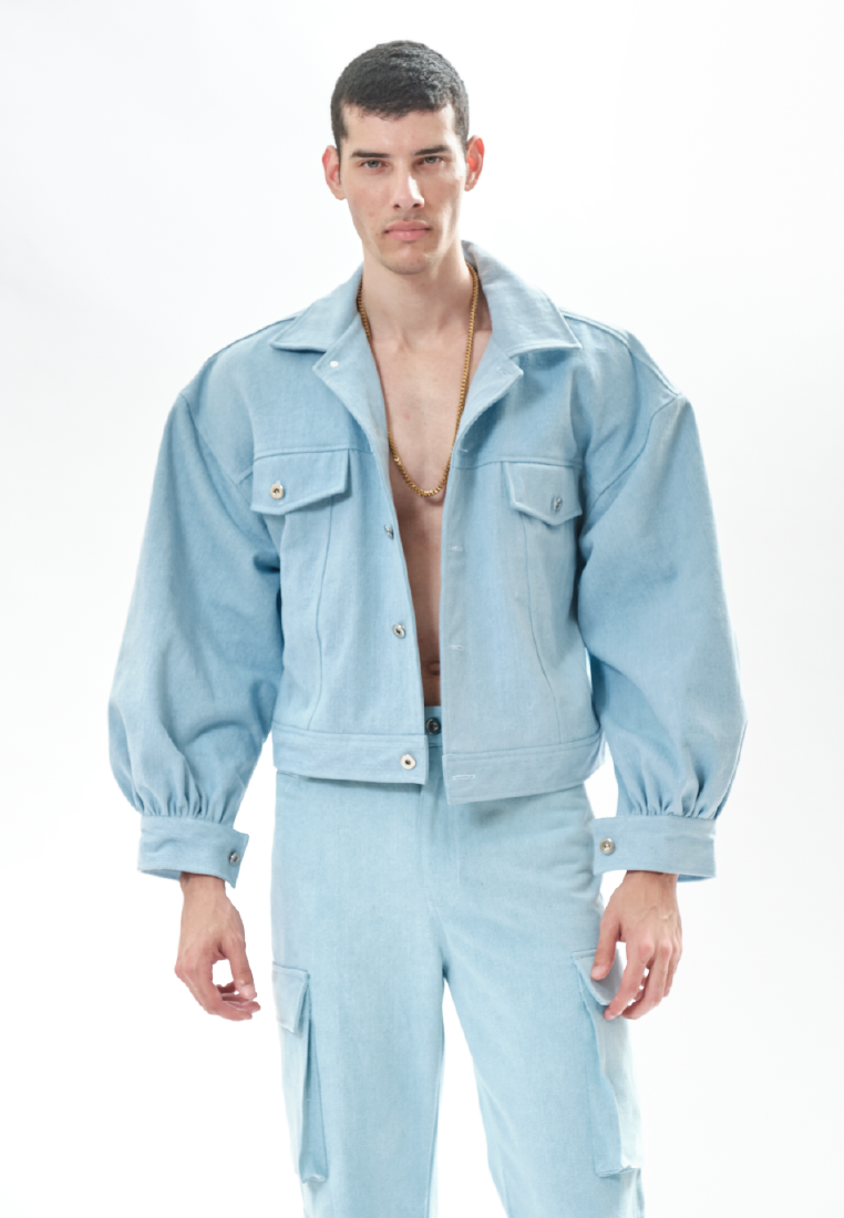 OCWA POPE LIGHT BLUE OVERSIZED PUFF DENIM JACKET