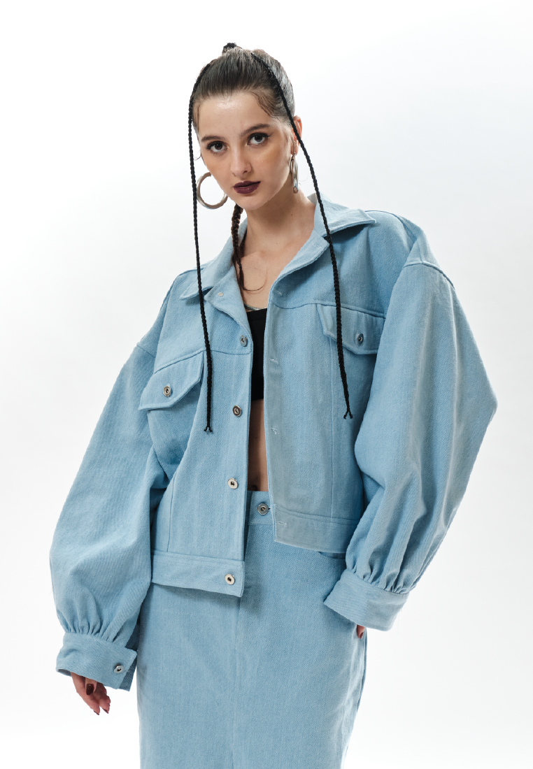 OCWA POPE LIGHT BLUE OVERSIZED PUFF DENIM JACKET