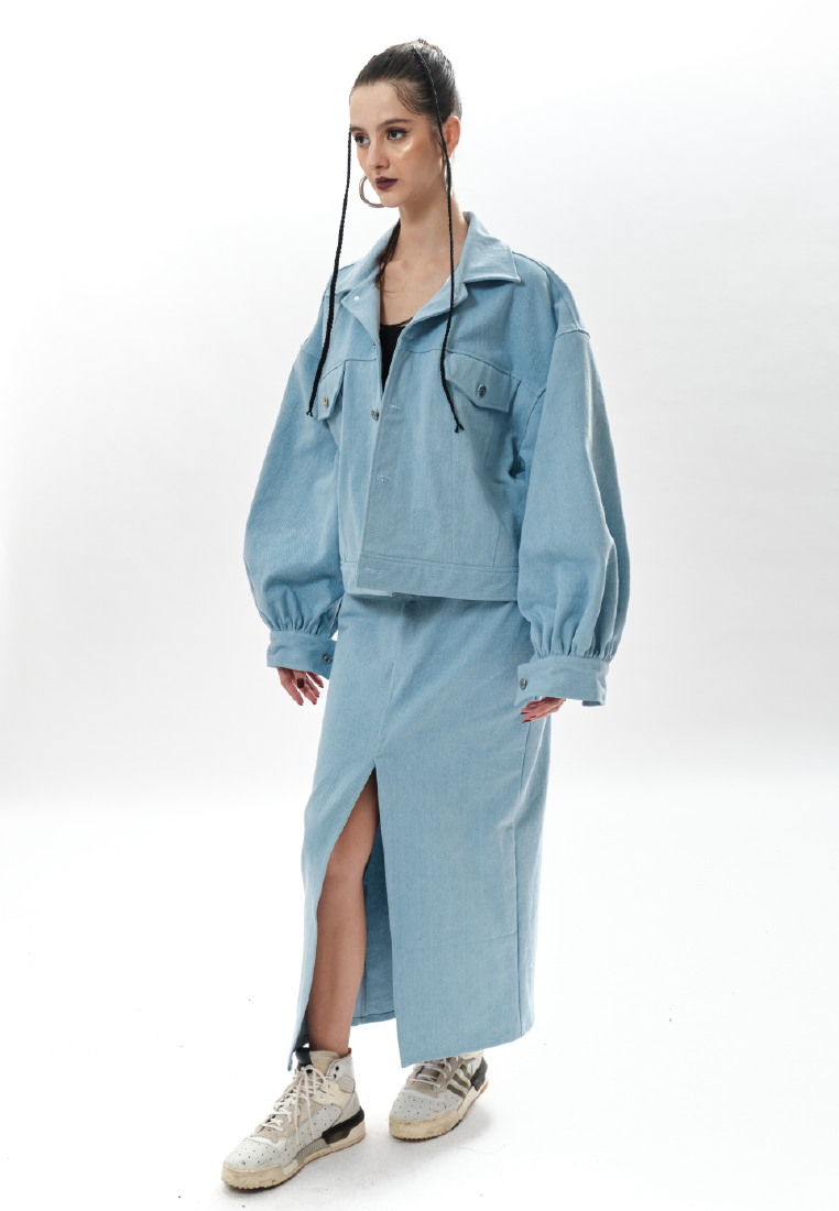 OCWA POPE LIGHT BLUE OVERSIZED PUFF DENIM JACKET