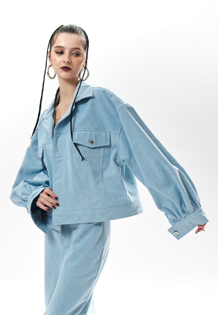 OCWA POPE LIGHT BLUE OVERSIZED PUFF DENIM JACKET