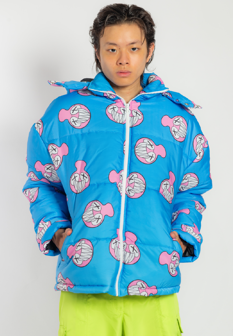 OCWA X REDMILLER SMILEY FACE PUFFER JACKET BLUE