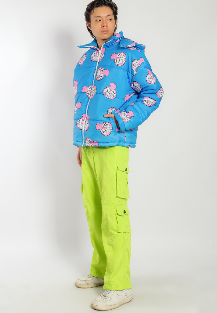 OCWA X REDMILLER SMILEY FACE PUFFER JACKET BLUE