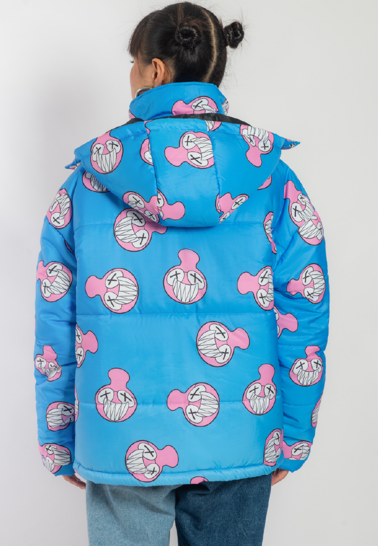 OCWA X REDMILLER SMILEY FACE PUFFER JACKET BLUE WOMAN