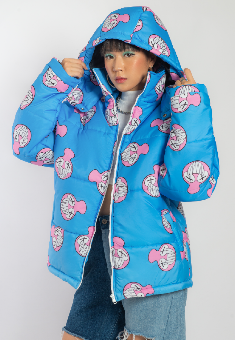 OCWA X REDMILLER SMILEY FACE PUFFER JACKET BLUE WOMAN