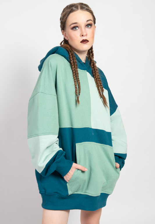 OCWA RAY OVERSIZED MULTI GREEN SAGE PISTACHIO SEA GREEN HOODIE