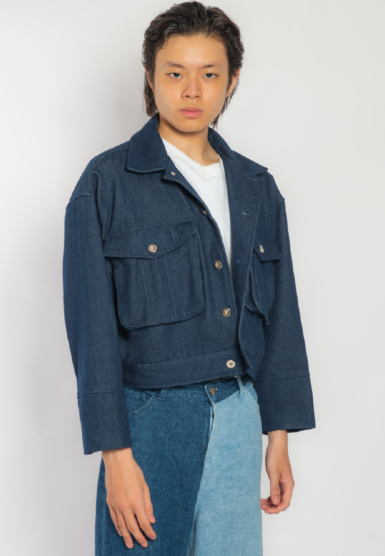 OCWA X REDMILLER FREEDOM OF LIFE DENIM JACKET CROP BLUE