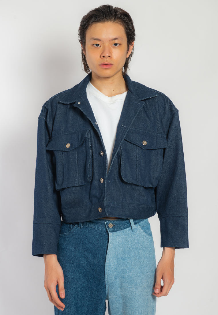 OCWA X REDMILLER FREEDOM OF LIFE DENIM JACKET CROP BLUE