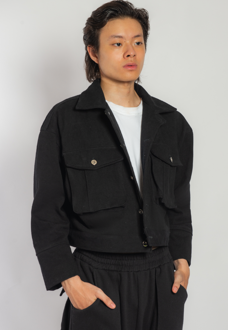 OCWA X REDMILLER FREEDOM OF LIFE DENIM JACKET CROP BLACK