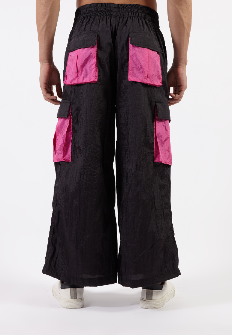 OCWA REXA WIDE LEG BLACK PINK CARGO PANTS