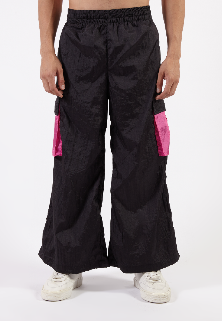 OCWA REXA WIDE LEG BLACK PINK CARGO PANTS