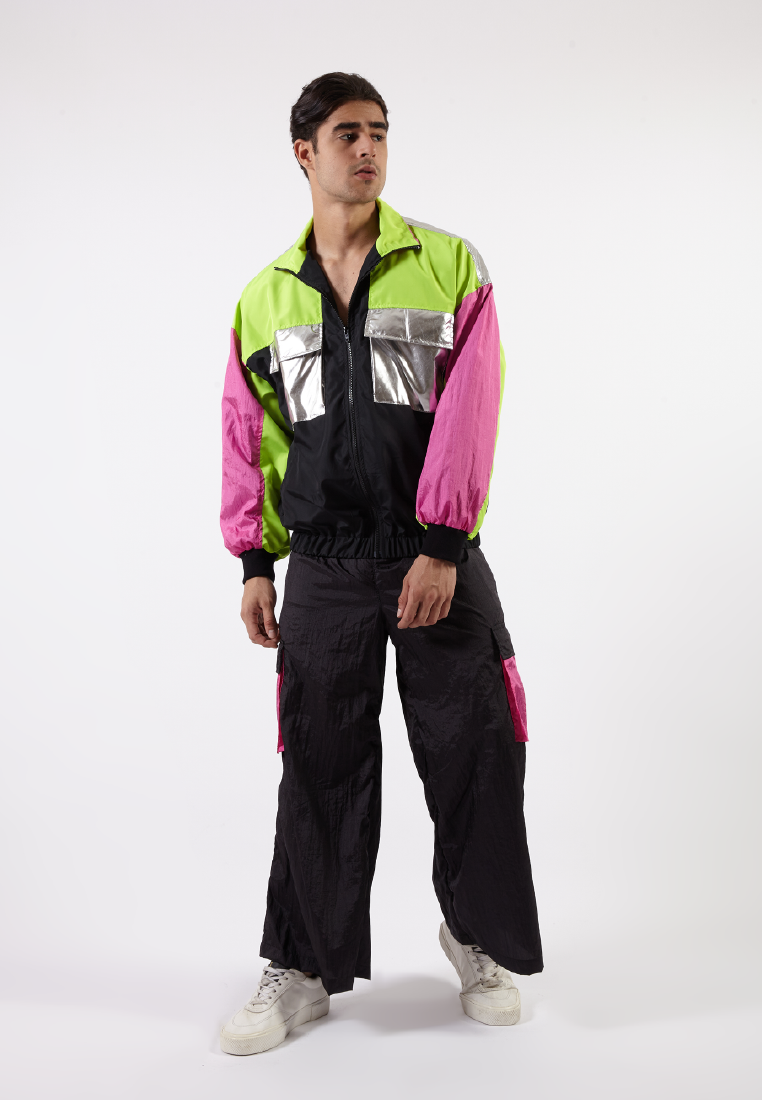 OCWA REXA WIDE LEG BLACK PINK CARGO PANTS