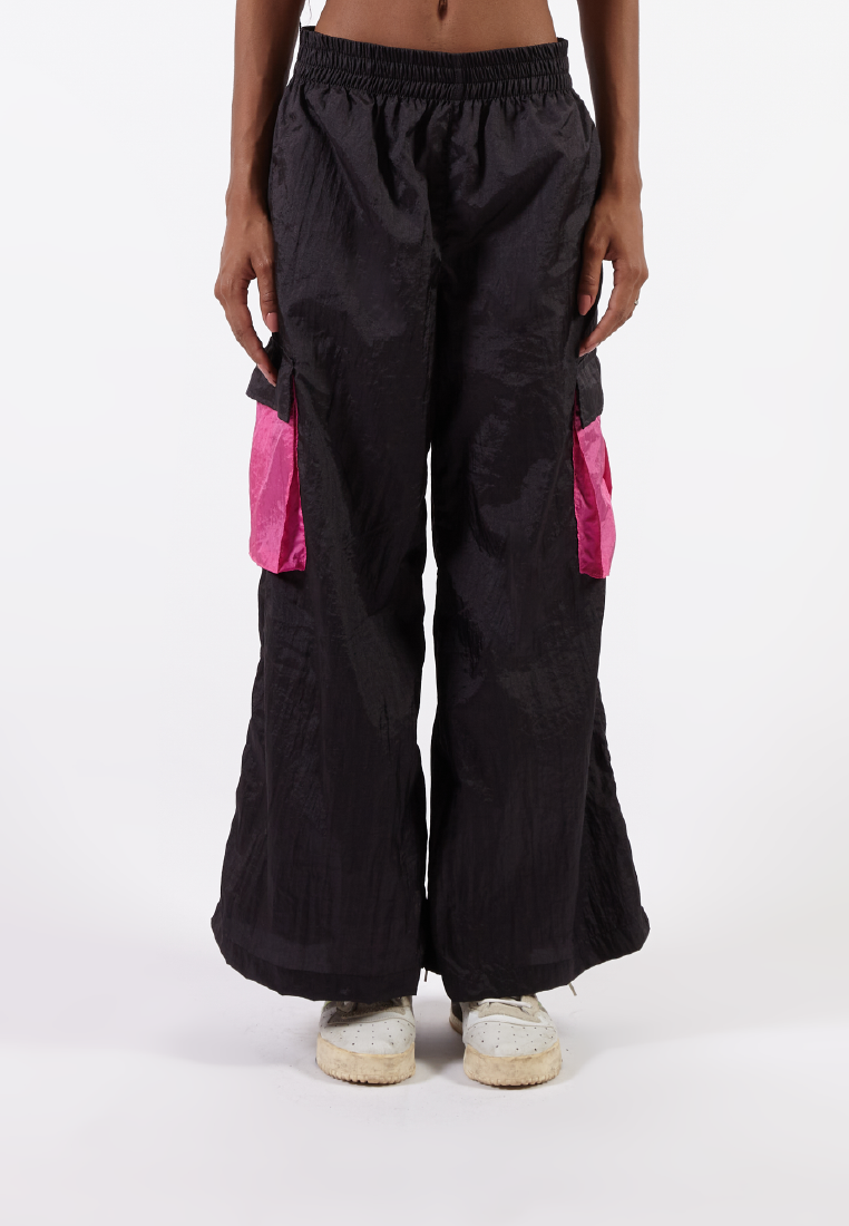 OCWA REXA WIDE LEG BLACK PINK CARGO PANTS