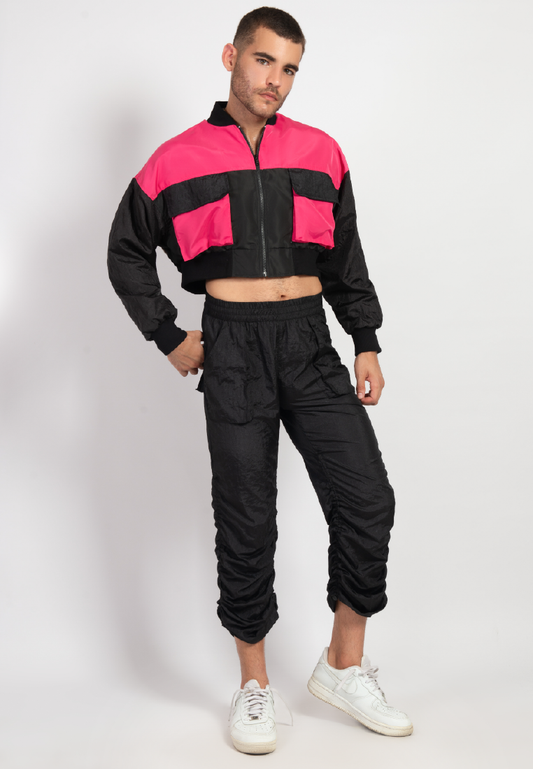 OCWA ROCHA CROP BLACK PINK JACKET