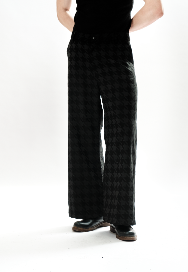 OCWA SHERLOCK HOUNDSTOOTH WIDE LEG PANTS