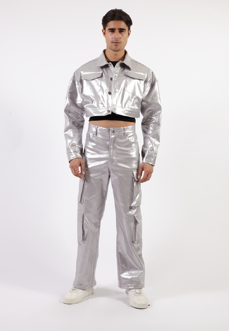 OCWA SKOTCH SILVER CROP DENIM JACKET