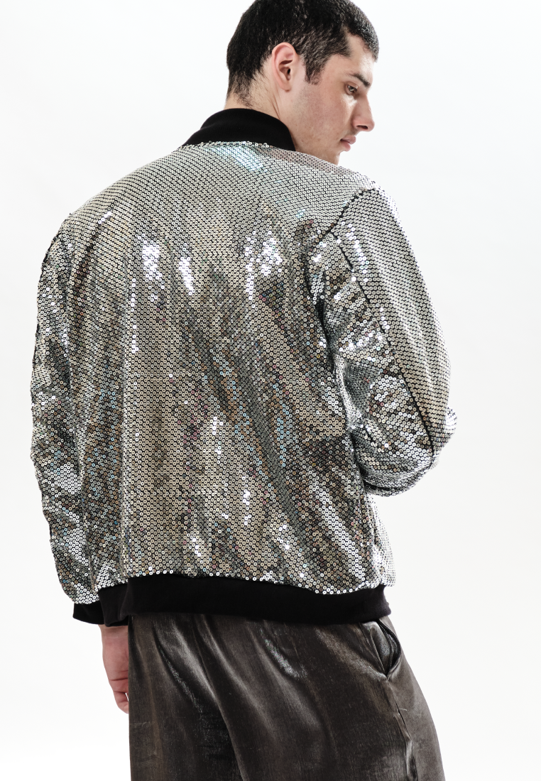 OCWA SEQUIN BOMBER JACKET SMITH BLACK SILVER MEN