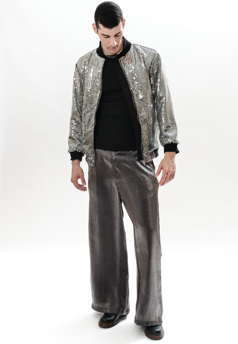 OCWA SEQUIN BOMBER JACKET SMITH BLACK SILVER MEN