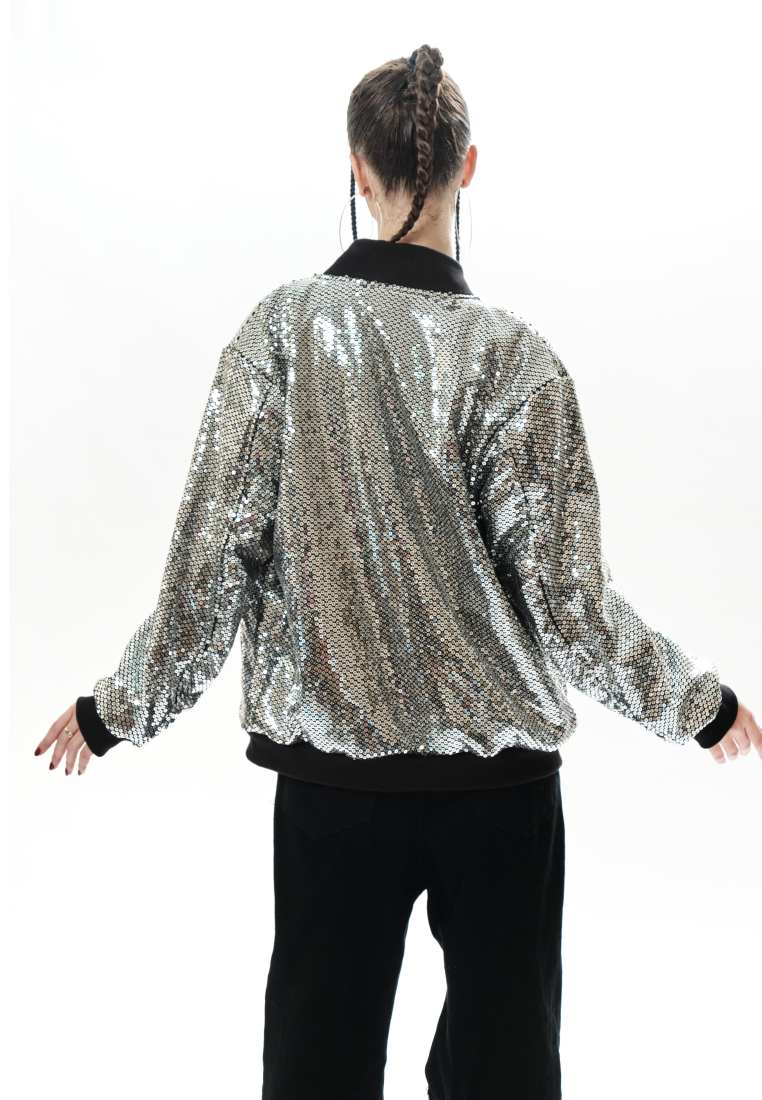 OCWA SEQUIN BOMBER JACKET SMITH BLACK SILVER