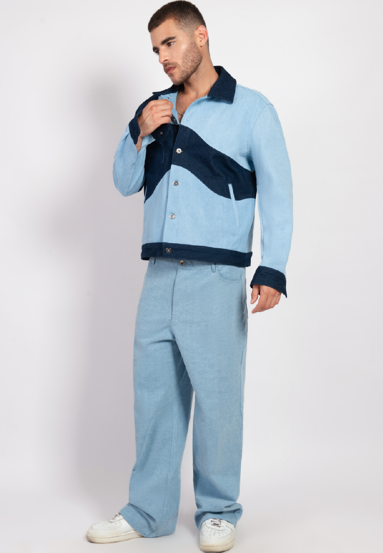 OCWA SONG OVERSIZED MULTI BLUE DENIM JACKET