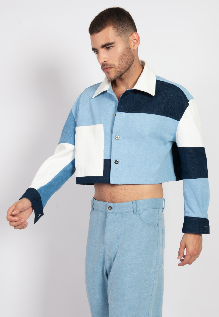 OCWA SONOMA CROP MULTI BLUE WHITE JACKET