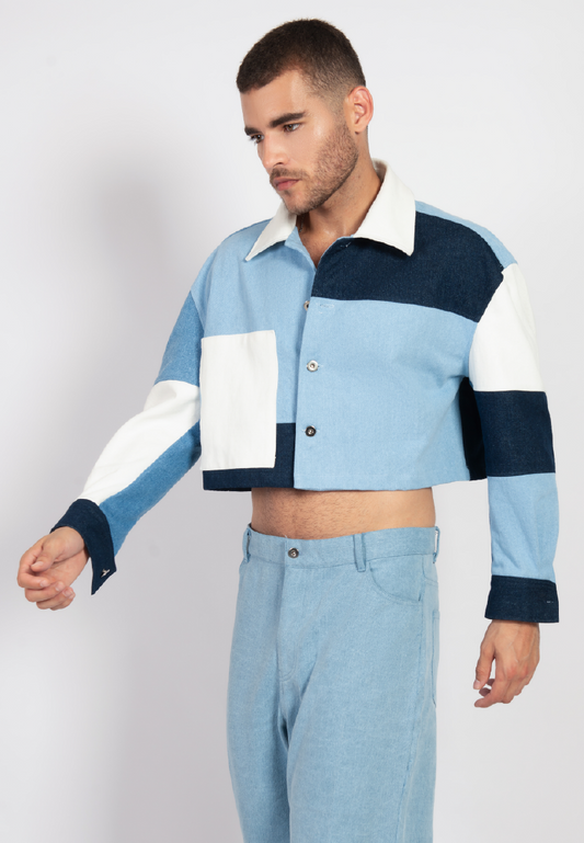 OCWA SONOMA CROP MULTI BLUE WHITE JACKET