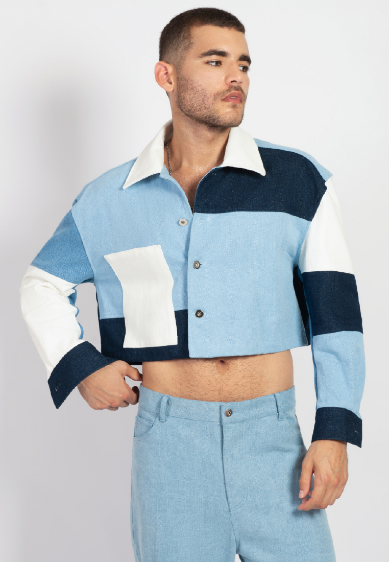 OCWA SONOMA CROP MULTI BLUE WHITE JACKET