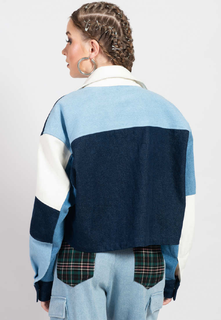 OCWA SONOMA CROP MULTI BLUE WHITE JACKET