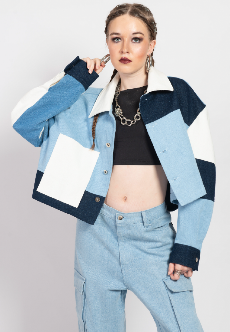 OCWA SONOMA CROP MULTI BLUE WHITE JACKET