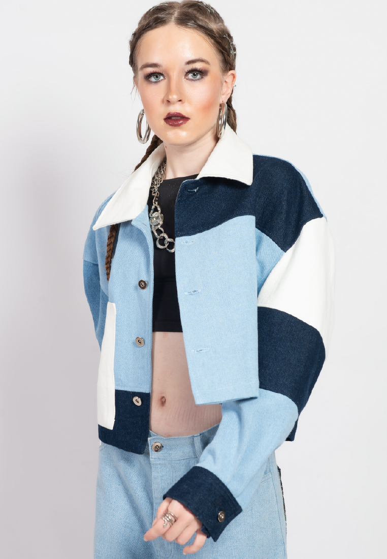 OCWA SONOMA CROP MULTI BLUE WHITE JACKET